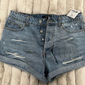 Forever 21 High-Rise Distressed Denim Shorts - Size 30
